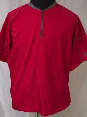 Mizuno Short Sleeve Performance Red Quarter Zip Pullover Windbreaker Jacket Sz M